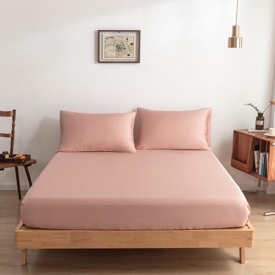 Boomba Bamboo Bamboe hoeslaken Cuddle Pink roze 200x210 cm – Topdekmatras hoeslaken zacht ademend & hypoallergeen