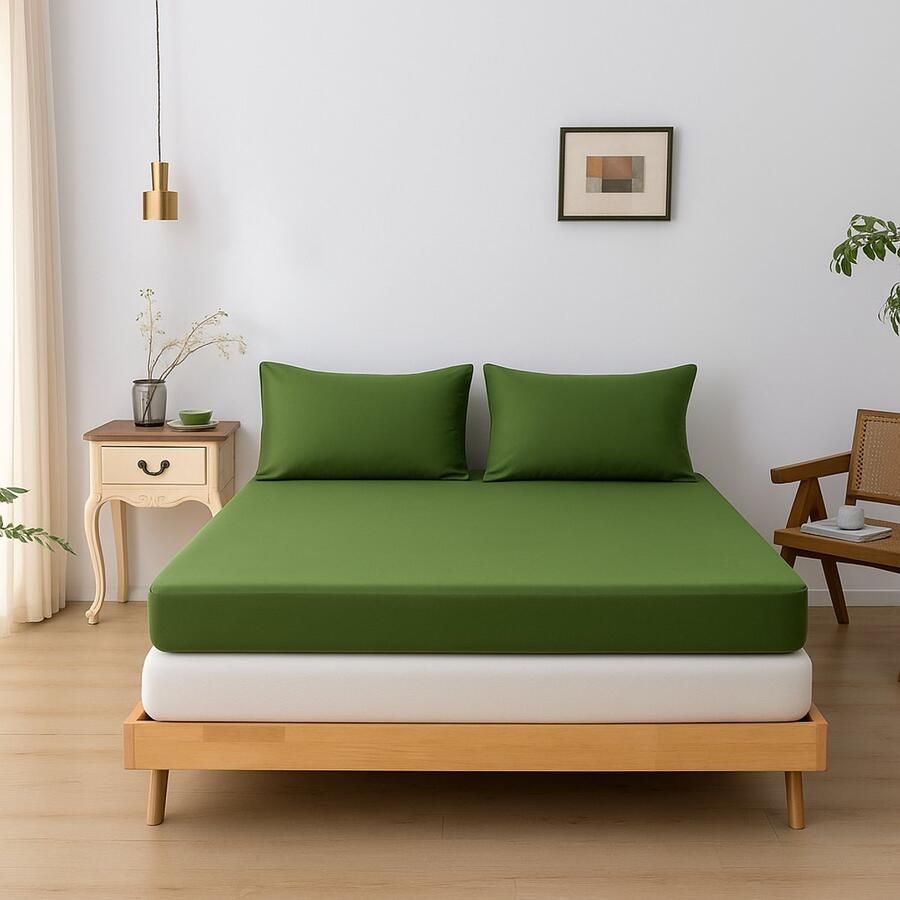 Boomba Bamboo Hoeslaken (Topdekmatras) Deep Moss Premium 200x200 Premium 100% Biologisch Bamboe – Zijdezacht Ademend & Duurzaam