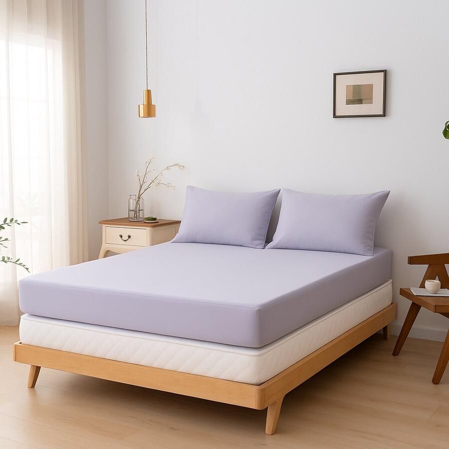 Boomba Bamboo Hoeslaken (Topdekmatras) Lavender Mist Premium 200x220 210 Premium 100% Biologisch Bamboe – Zijdezacht Ademend & Duurzaam