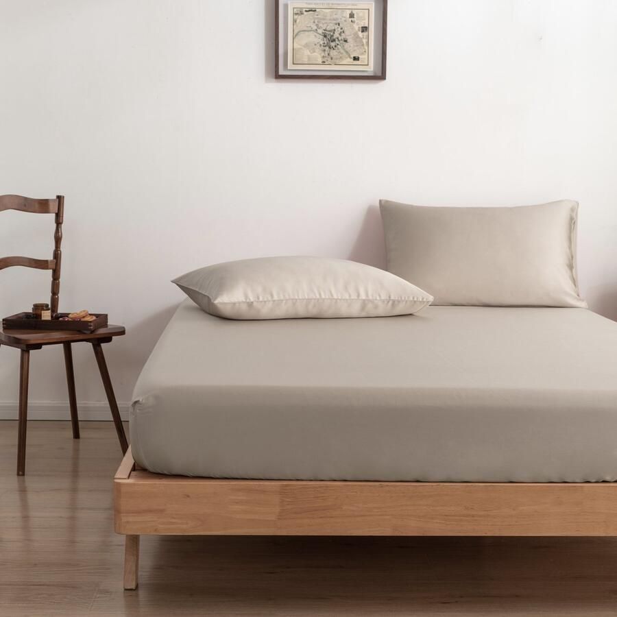 Boomba Bamboo Bamboe hoeslaken Soft Taupe beige 180x220 cm – Standaard matras zacht ademend & hypoallergeen