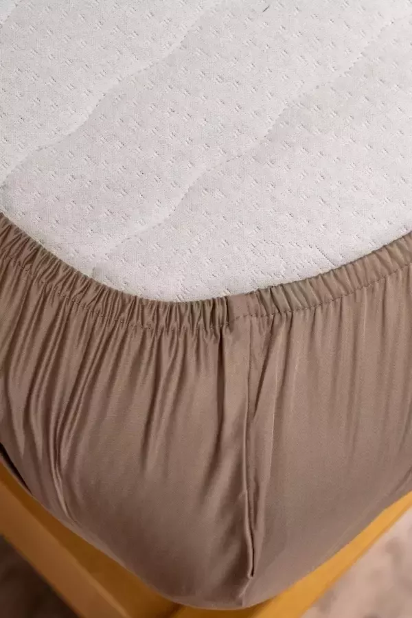 Boomba Bamboo Bamboe hoeslaken Soft Taupe beige 140x200 cm – Topdekmatras hoeslaken zacht ademend & hypoallergeen - Foto 2