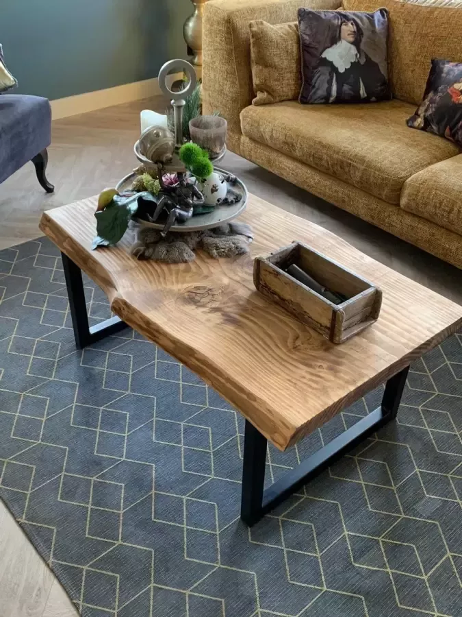 Boomstam enzo Boomstam salontafel l hout l staal l L200 x B65 70 x H45 CM GEMONTEERD GELEVERD