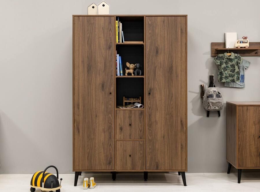 Bopita Zara 2-Deurskast XL Walnoot Mat Zwart