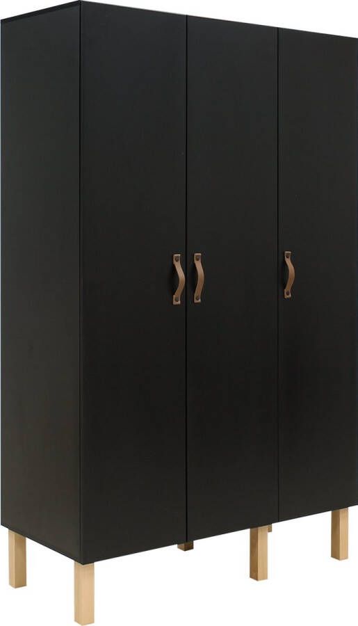 Bopita Kledingkast Floris 3-deurs mat zwart naturel - Foto 3