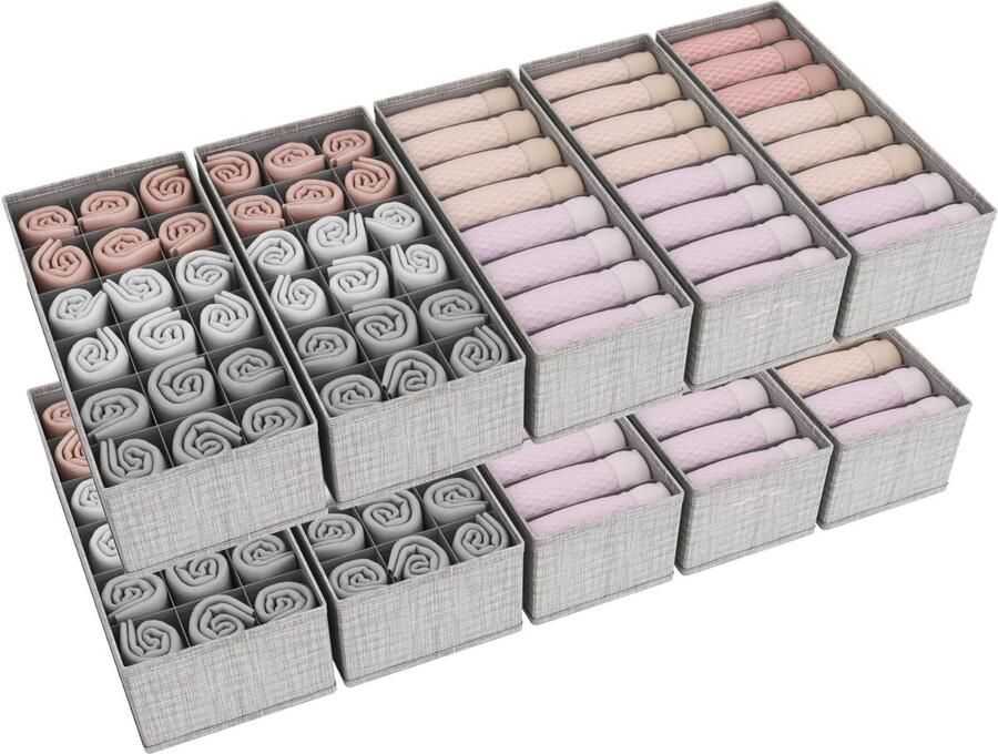 Boraboi 10-delige Set Lade Organizer voor Commode Kledingkast en Luiertafel voor Optimale Opbergruimte