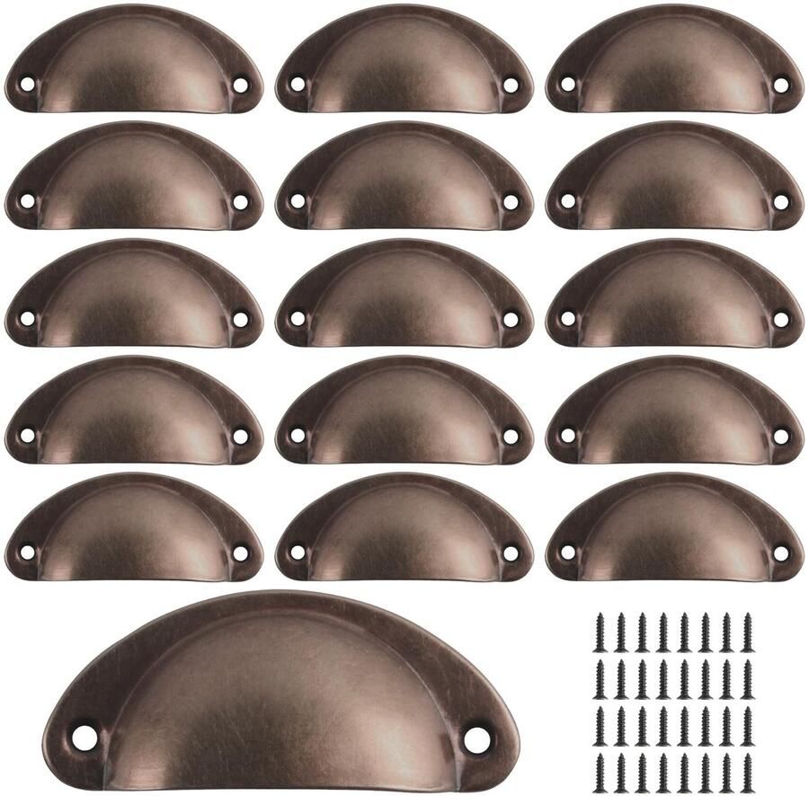 Boraboi Antiek Geïnspireerde Halve Maan Kast- en Ladegrepen Set van 16 in Klassiek Rood