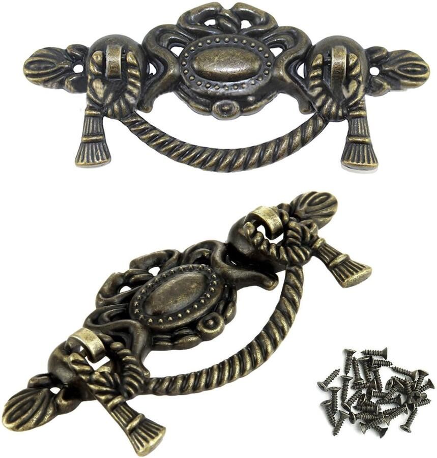 Boraboi Antiek ogende vintage bronzen handgrepen voor lades en kasten set van 6 stuks