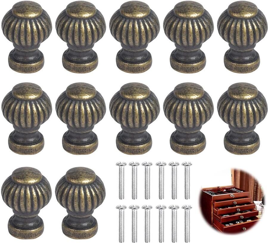 Boraboi Antieke Ronde Ladegrepen Set van 12 Stuks voor Keuken en Meubels Met Schroeven