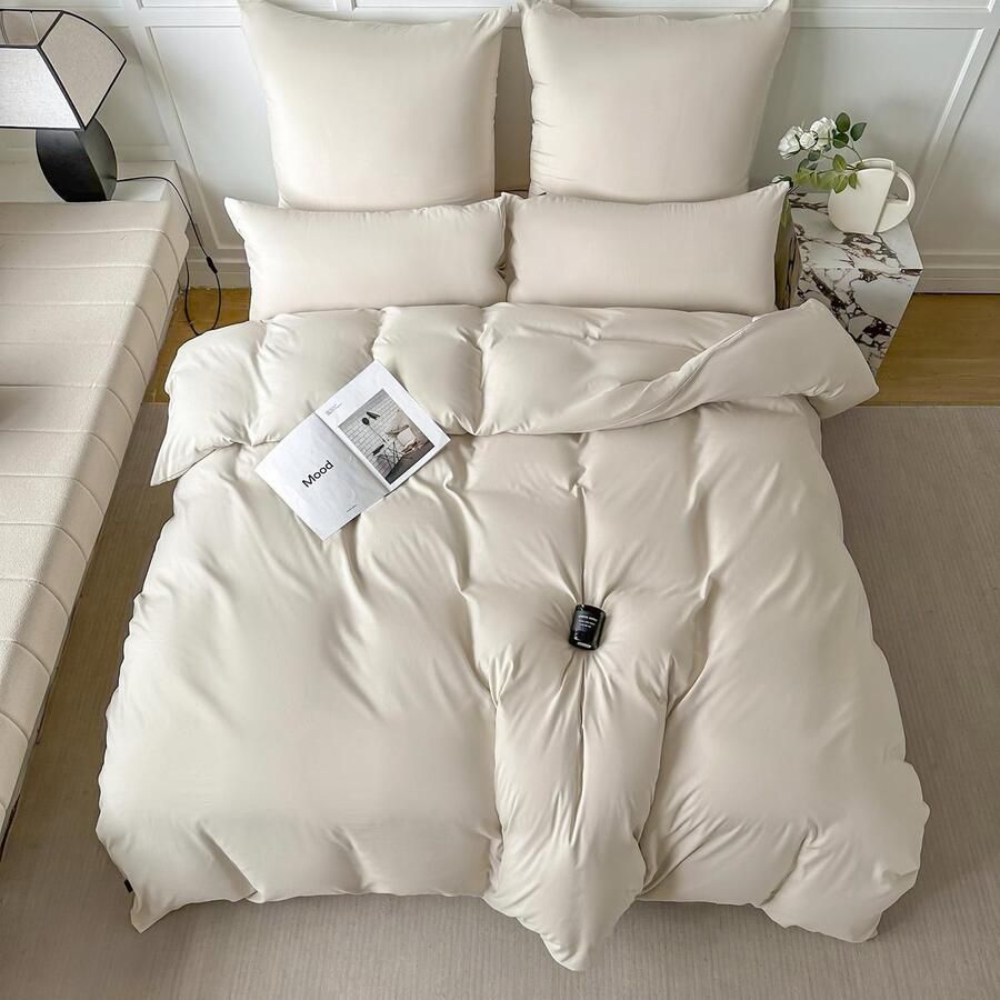 Boraboi Beddengoed Set van Zomerse Microvezel met Ritsen en Kussenhoes voor Eenpersoonsbed 155x220 cm