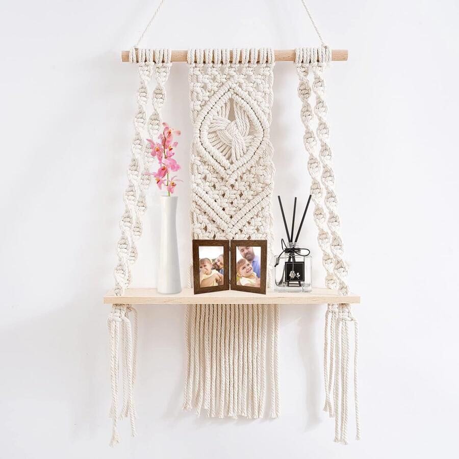 Boraboi Boheemse Handgeweven Macramé Wandplank voor Stijlvol Interieur en Decoratie