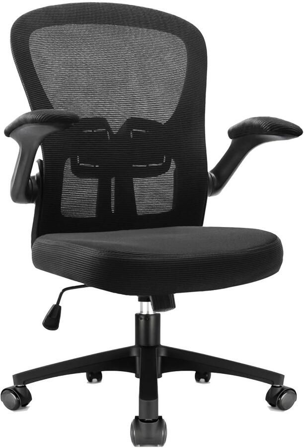 Boraboi Bureaustoel met Ergonomisch Ontwerp Opklapbare Armleuningen en Verstelbare Lendensteun voor Optimaal Comfort