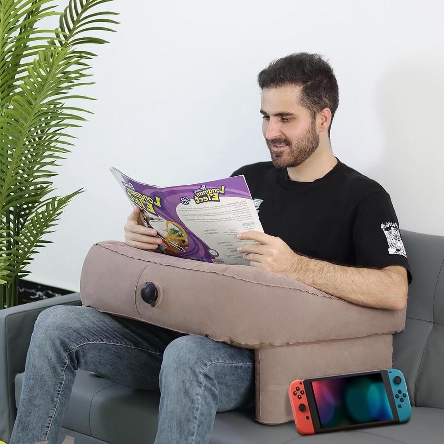 Boraboi Comfortabel Multifunctioneel Leeskussen voor Bed Bank en Gaming met Armleuningen