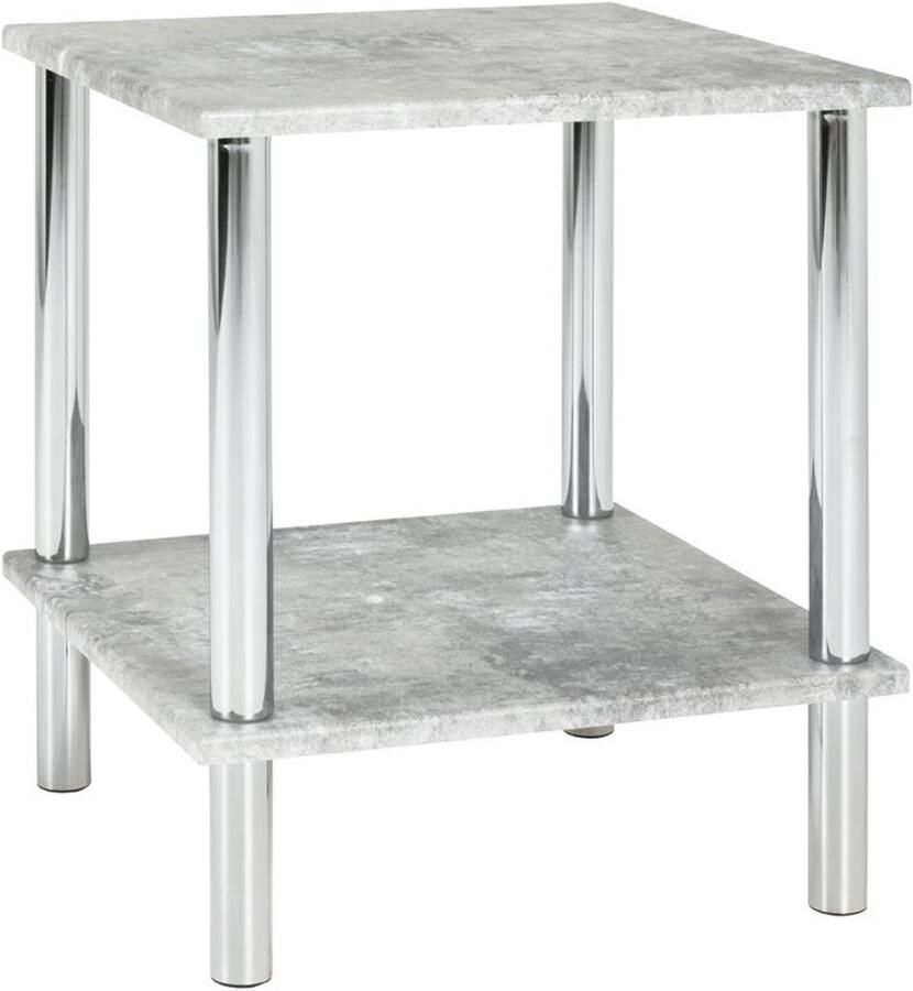 Boraboi Design Bijzettafel met Betonlook Blad en Chromen Stalen Frame voor Moderne Interieurs