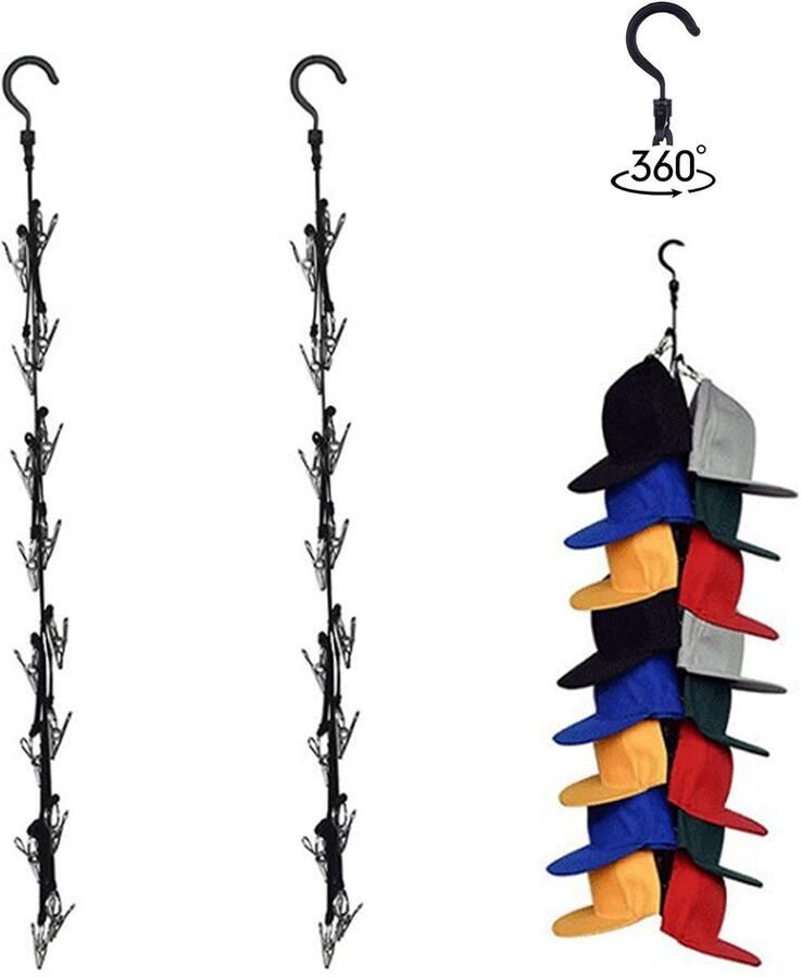Boraboi Dubbele Hoedenhanger Met 32 Clips Voor Handige Hoedopslag In Kast En Deur