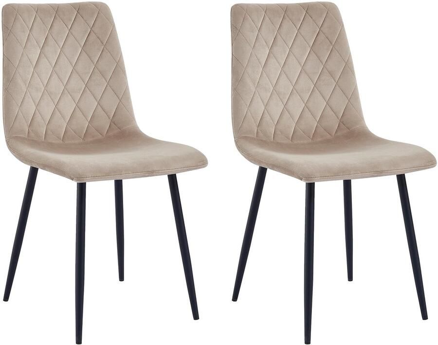 Boraboi Eetkamerstoelen Set van 2 Beige Fluweel Metalen Poten Modern Comfortabel Design