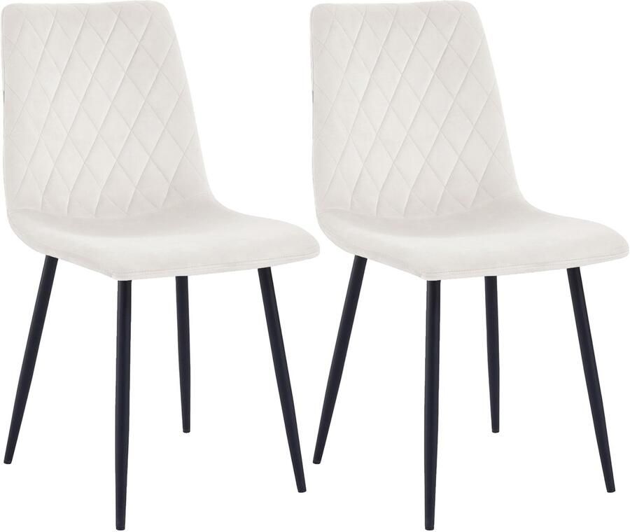 Boraboi Eetkamerstoelen Set van 2 in Crème Fluweel met Metalen Poten en Modern Design