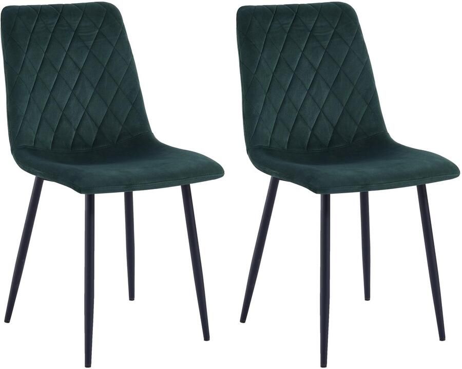 Boraboi Eetkamerstoelen Set van 2 met Fluweel Beklede Zitting en Metalen Poten voor Moderne Interieurs