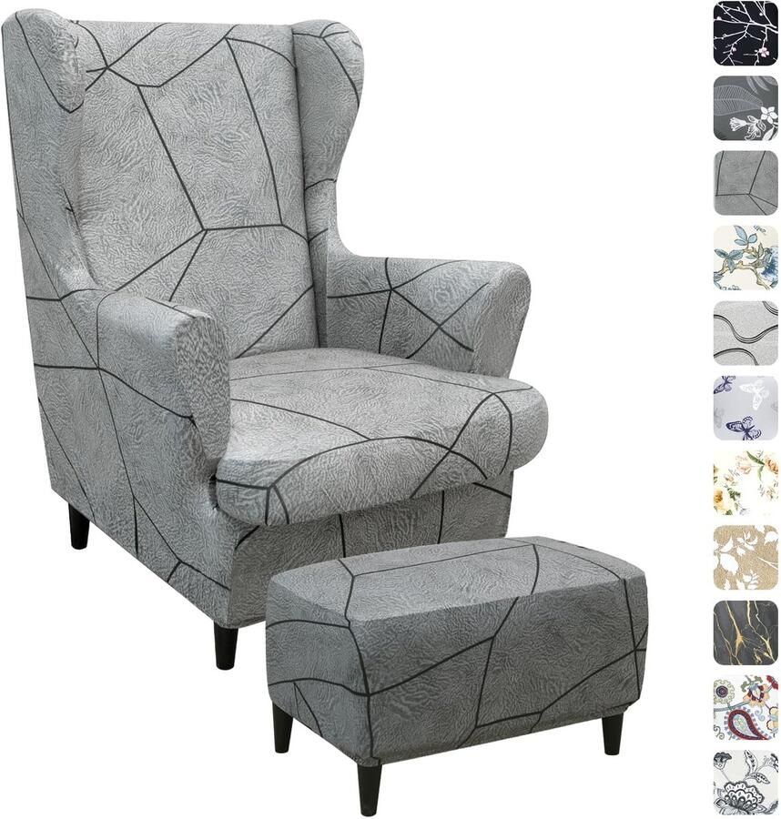 Boraboi Elastische 3-delige Stoelhoes met Voetenbankhoes voor Veelzijdige Bescherming en Stijl