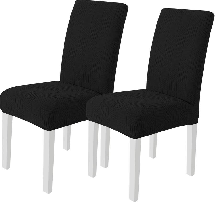 Boraboi Elastische en Wasbare Stoelhoezen Set van 2 voor Verschillende Gelegenheden Zwart
