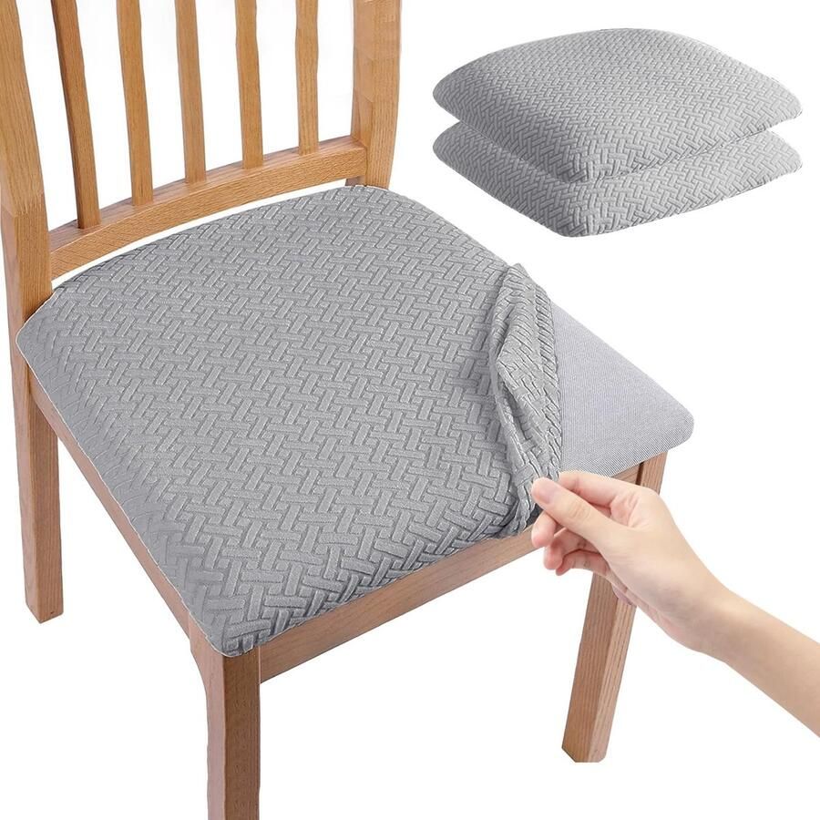Boraboi Elastische en Wasbare Stoelhoezen voor Eetkamerstoelen Bescherming en Stijl in Eén Set van 2 Lichtgrijs