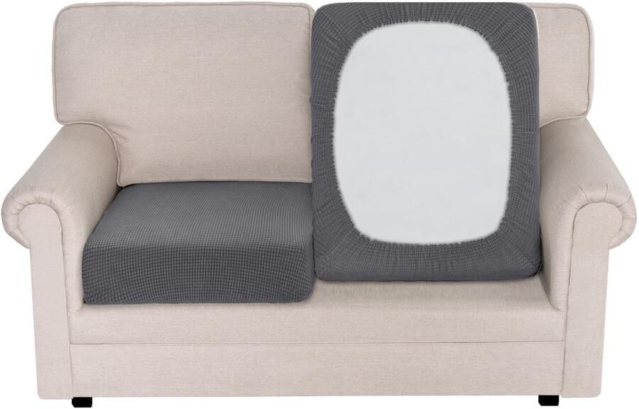 Boraboi Elastische en Zachte Bankovertrek voor 2-zits Banken met Antislip Functie in Grijs