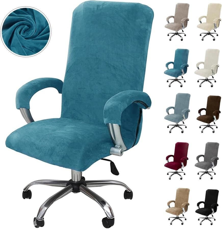 Boraboi Elastische Fluwelen Stoelhoes voor Bureaustoelen met Armleuning Gaming en Draaistoel Bescherming XL