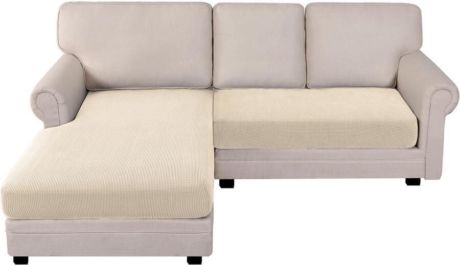 Boraboi Elastische L-vormige Bankhoes met Stretch en Zitkussenbescherming in Natuurlijke Kleuren