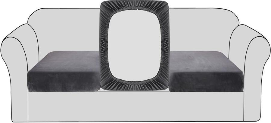 Boraboi Elastische Samt Kussenhoezen voor Sofa en Meubelbescherming Set van 3 Grijs