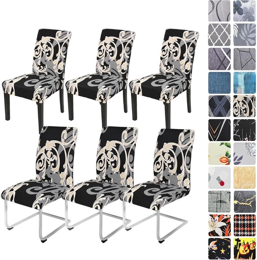 Boraboi Elastische Stoelhoezen Set van 4 6 voor Eetkamer en Evenementen Wasbaar en Beschermend