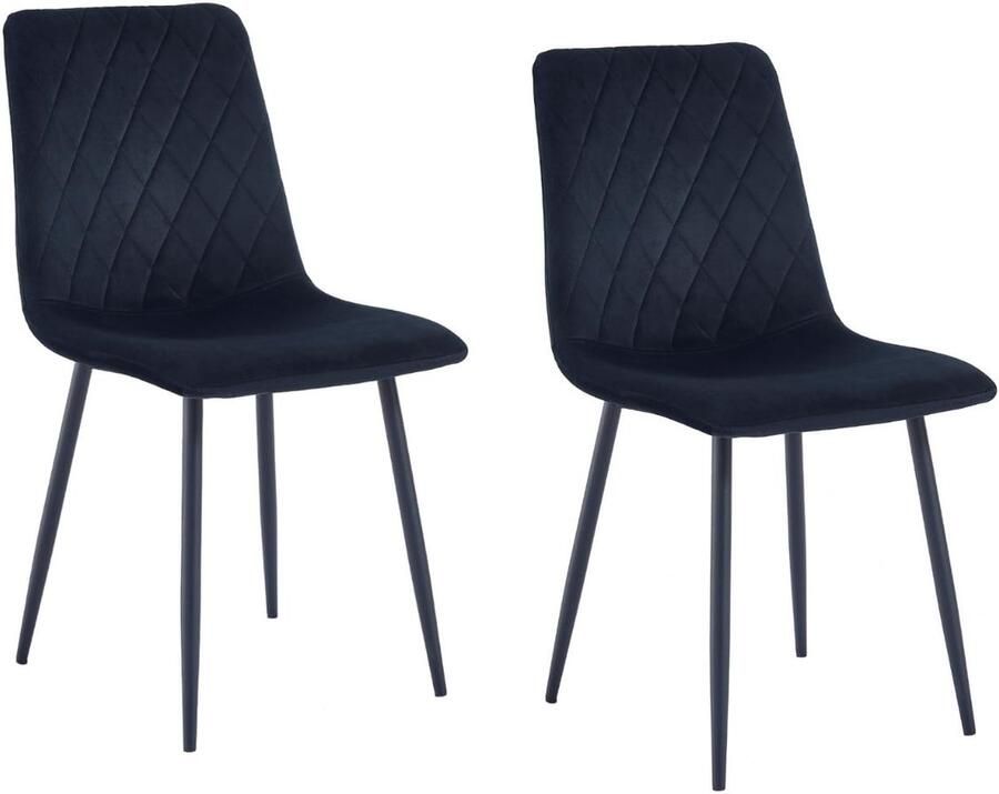 Boraboi Elegante Eetkamerstoelen Set van 2 met Fluwelen Bekleding en Metalen Poten in Zwart