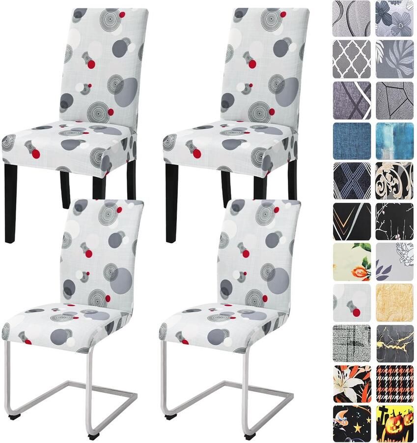 Boraboi Elegante en Elastische Stoelhoezen Set in Grijs voor Stoeltypes 4 6 Stuks Wasbaar