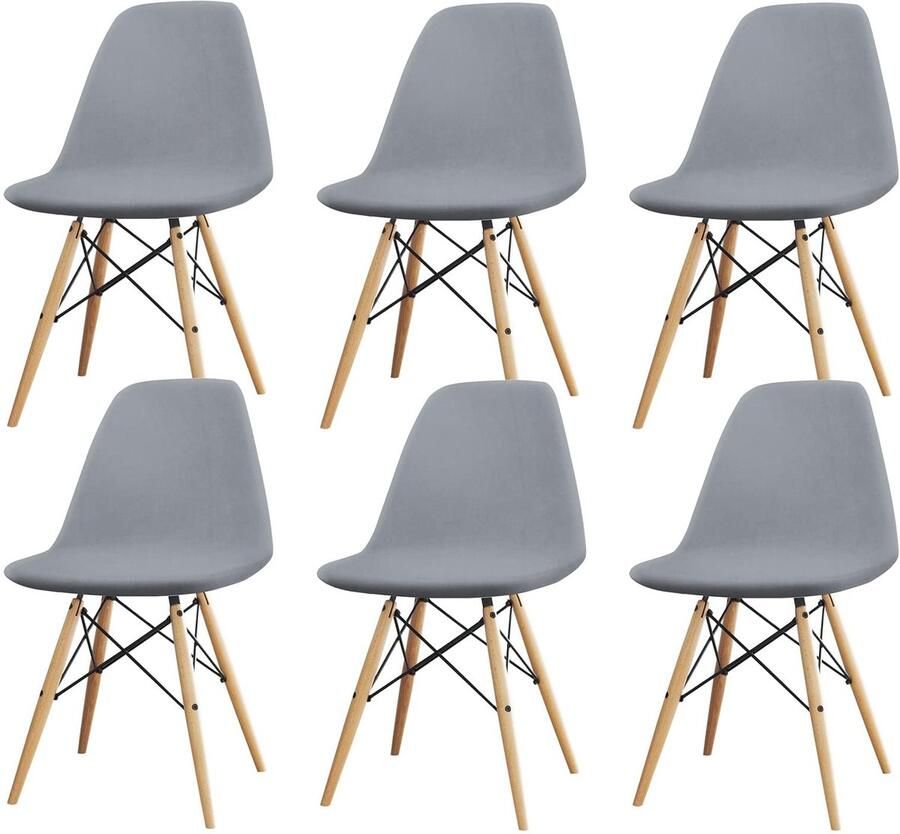 Boraboi Elegante en Stretchbare Stoelhoezen Set van 6 voor Gelegenheden in Grijs