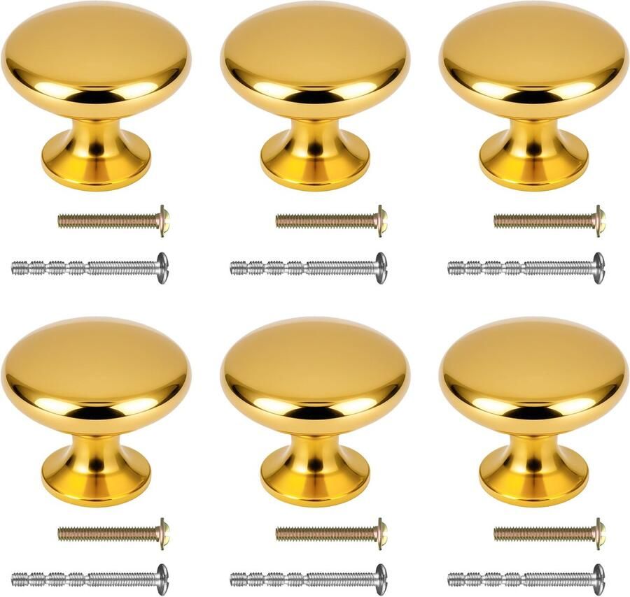 Boraboi Elegante Gouden Meubelknoppen Set van 6 met Schroeven voor Kasten en Laden