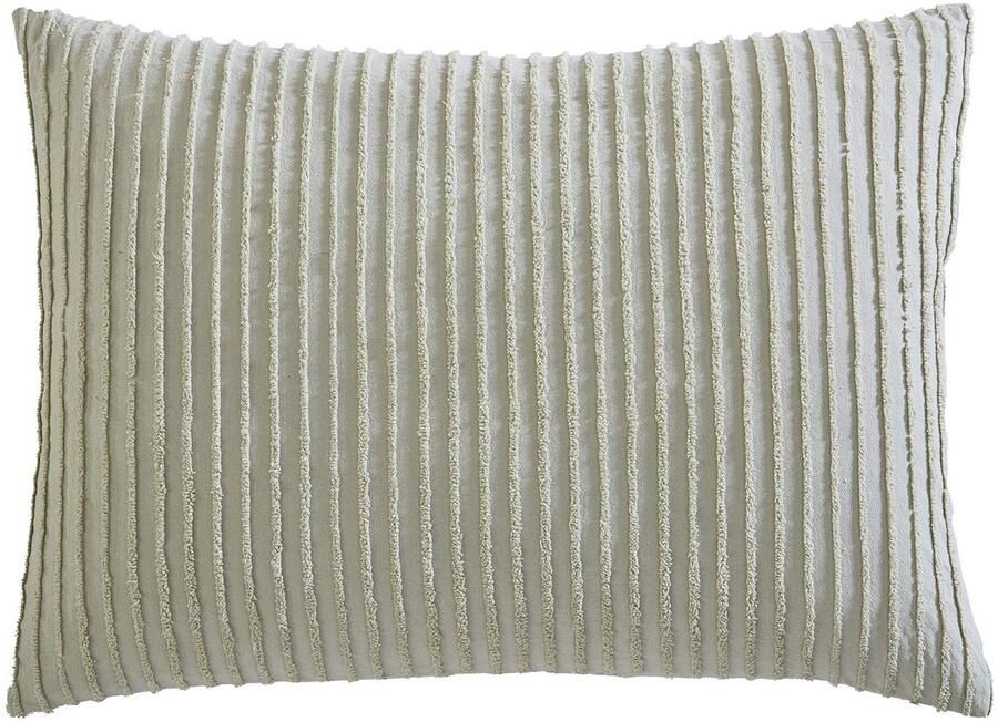 Boraboi Elegante grijsgroene chenille kussensloop met kanaalstrepen voor eenpersoonsbedden 50.8x66.04cm grijsgroen