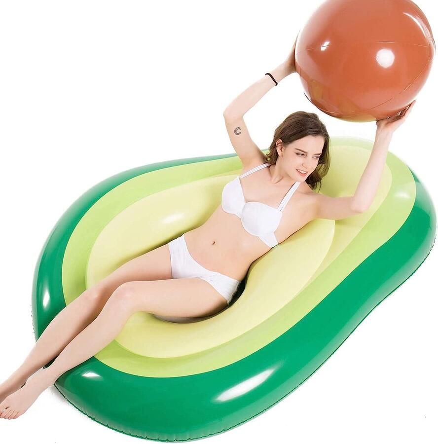 Boraboi Enorme Opblaasbare Avocado Zwemring met Waterbal voor Zomerplezier en Strandfeesten