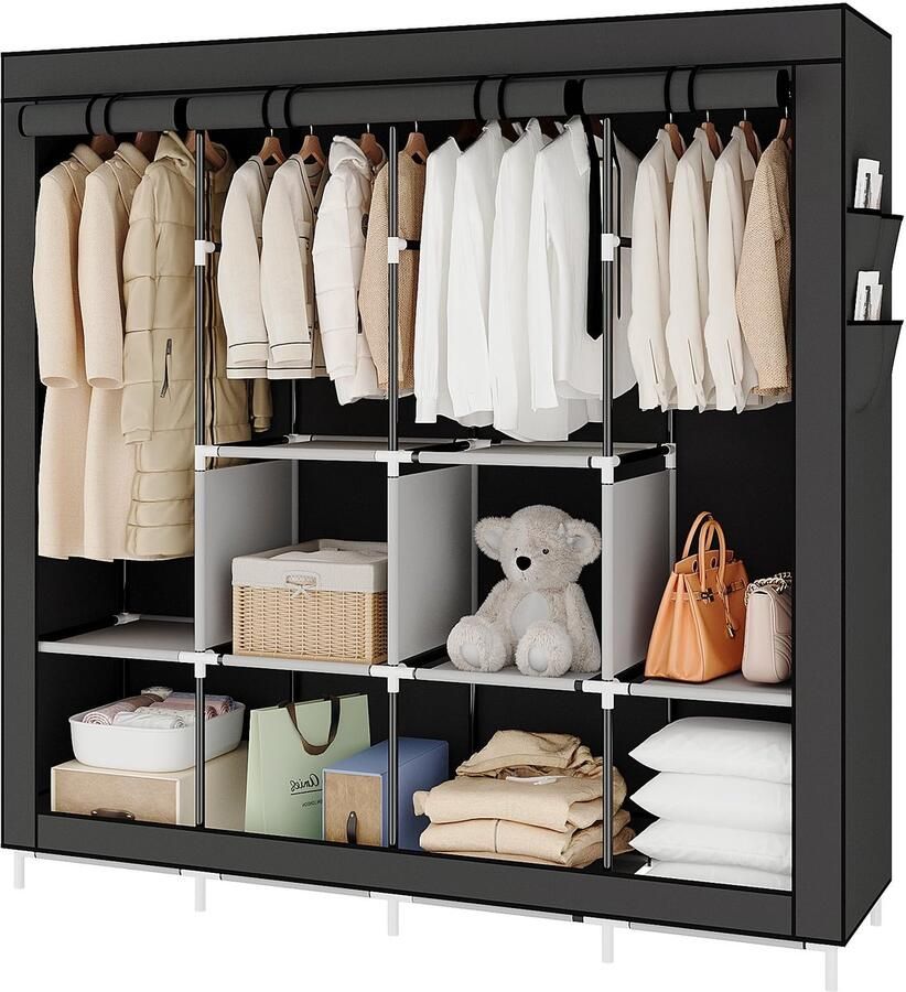 Boraboi Extra Grote Vrijstaande Garderobekast met Multifunctionele Opbergmogelijkheden voor Slaapkamer en Woonkamer