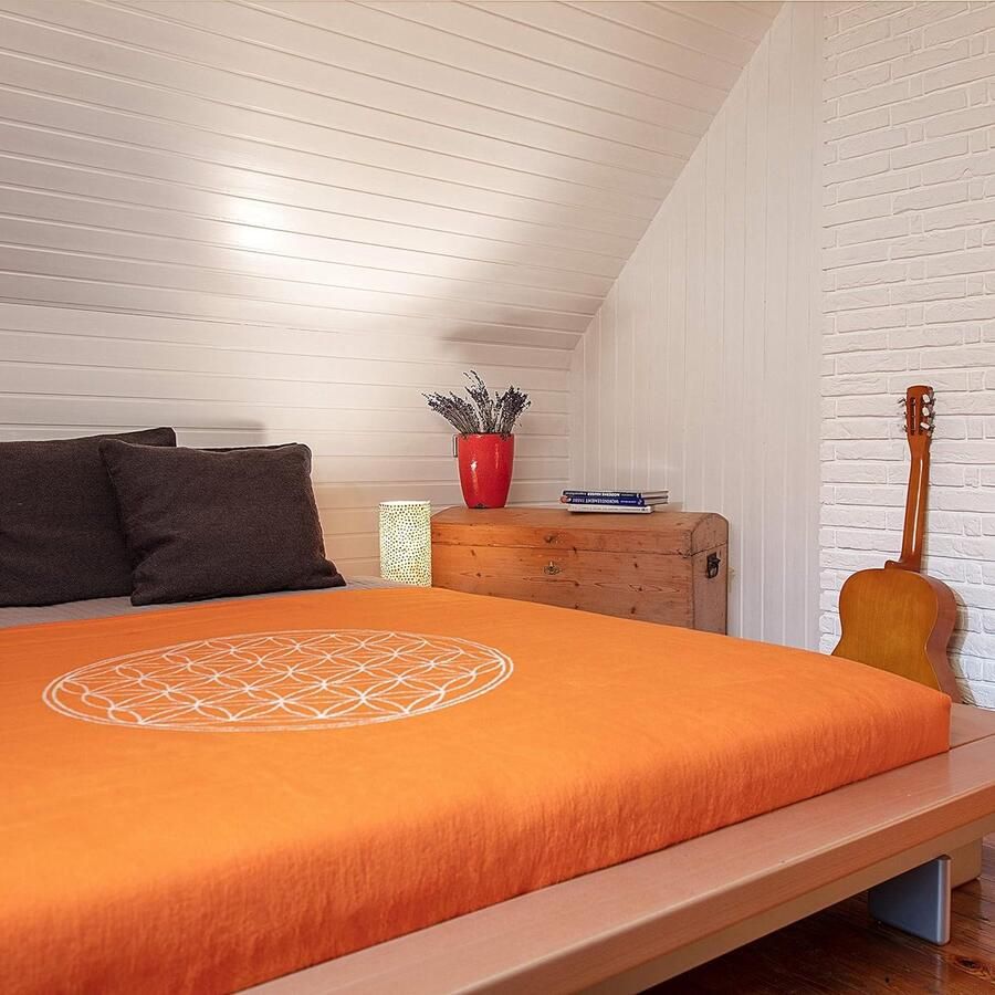 Boraboi Extra zachte katoenen deken met bloemmotief voor bank en bed 150x200cm Oranje-ecru