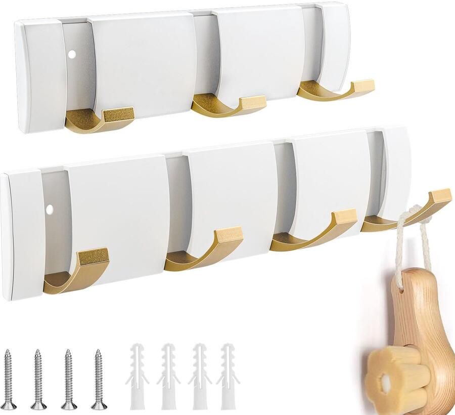 Boraboi Garderobehaken Set van 2 Stuks – Klapbaar Ruimtebesparend en Modern Design voor Ruimtes