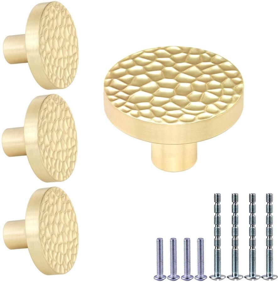 Boraboi Gouden meubelknoppen set van 4 stuks met schroeven voor ladekasten en kasten