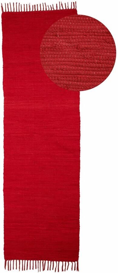 Boraboi Handgeweven Rood Katoenen Vloerkleed met Franjes in Boho-Stijl voor Ruimtes