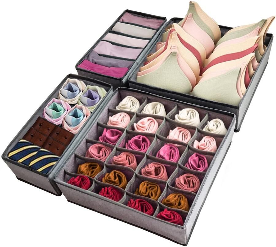 Boraboi Handige 4-delige Kledingkast Organizer Set voor Opgeruimde Lade Indeling en Opslagoplossingen