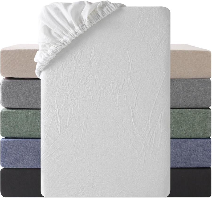 Boraboi Hoogwaardig Ademend Hoeslaken van Gewassen Katoen Geschikt voor Matrassen en Maten