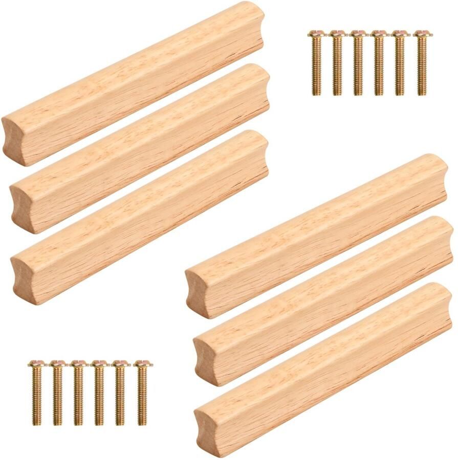 Boraboi Houten Meubelgrepen Set van 6 Stuks met Schroeven voor Meubelstijlen en Interieuren