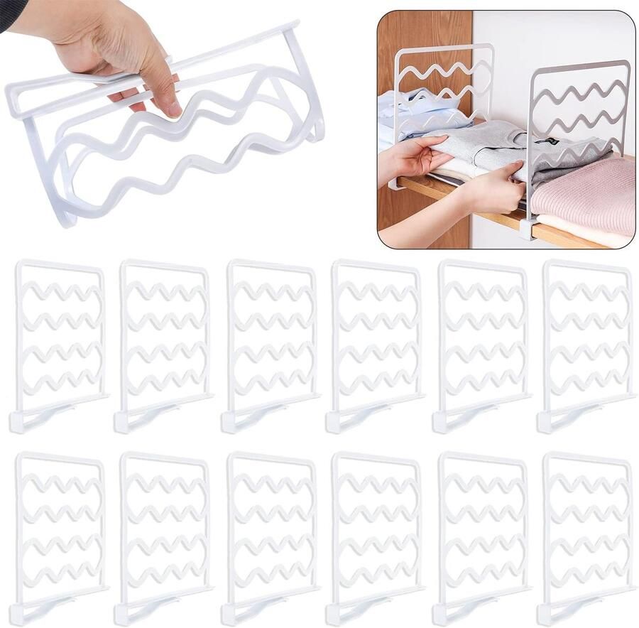 Boraboi Innovatieve Witte Plankverdeler voor Flexibele Kledingkastorganisatie – Set van 4 Stuks