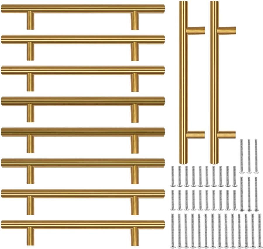 Boraboi Kastgrepen Set van 10 Stuks in Goudkleur voor Keuken en Meubels 128 mm Gatafstand