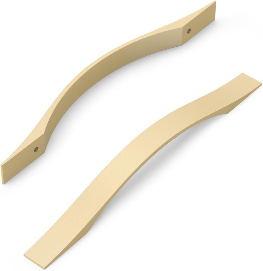 Boraboi Kastgrepen set van 10 stuks in messing met moderne D-vorm voor keuken en kasten