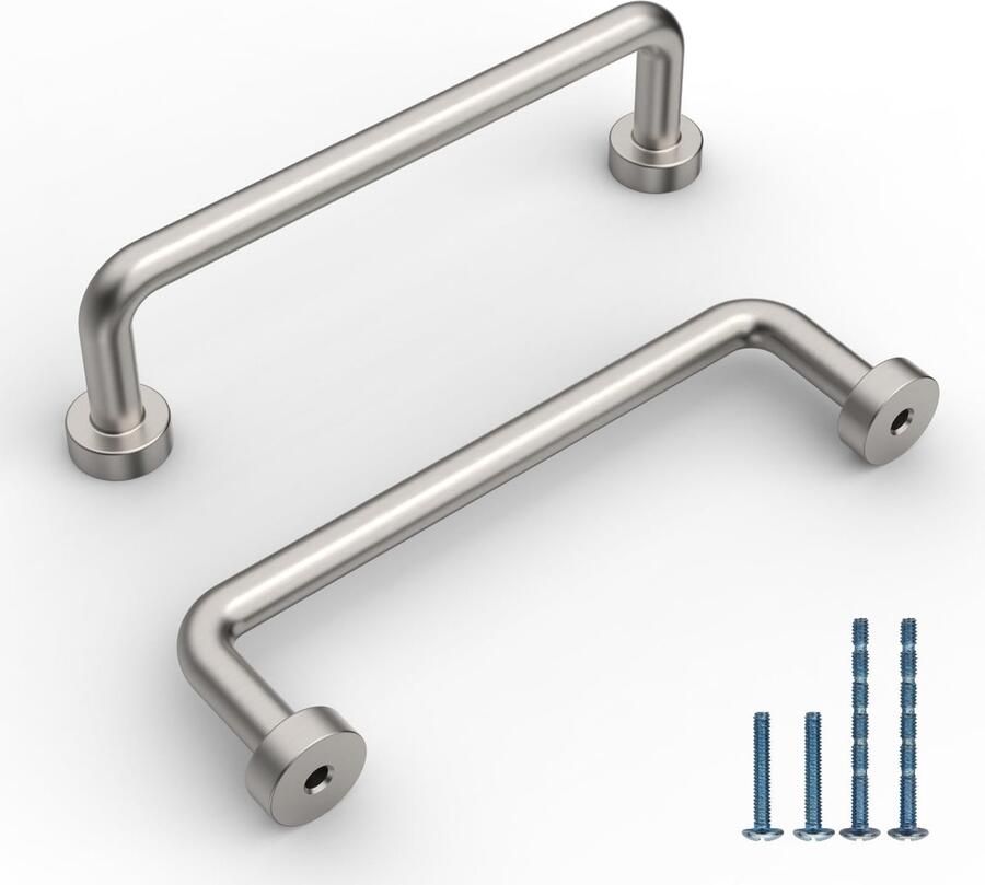 Boraboi Kastgrepen Set van 6 Stuks in Geborsteld Nikkel voor Meubeltoepassingen