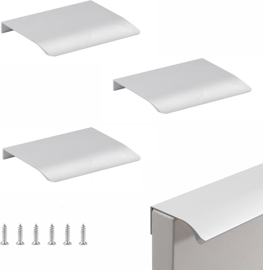Boraboi Kastgrepen van Aluminiumlegering in Modern Verborgen Ontwerp voor Keukenkasten en Meubeltoepassingen Set van 3 Stuks