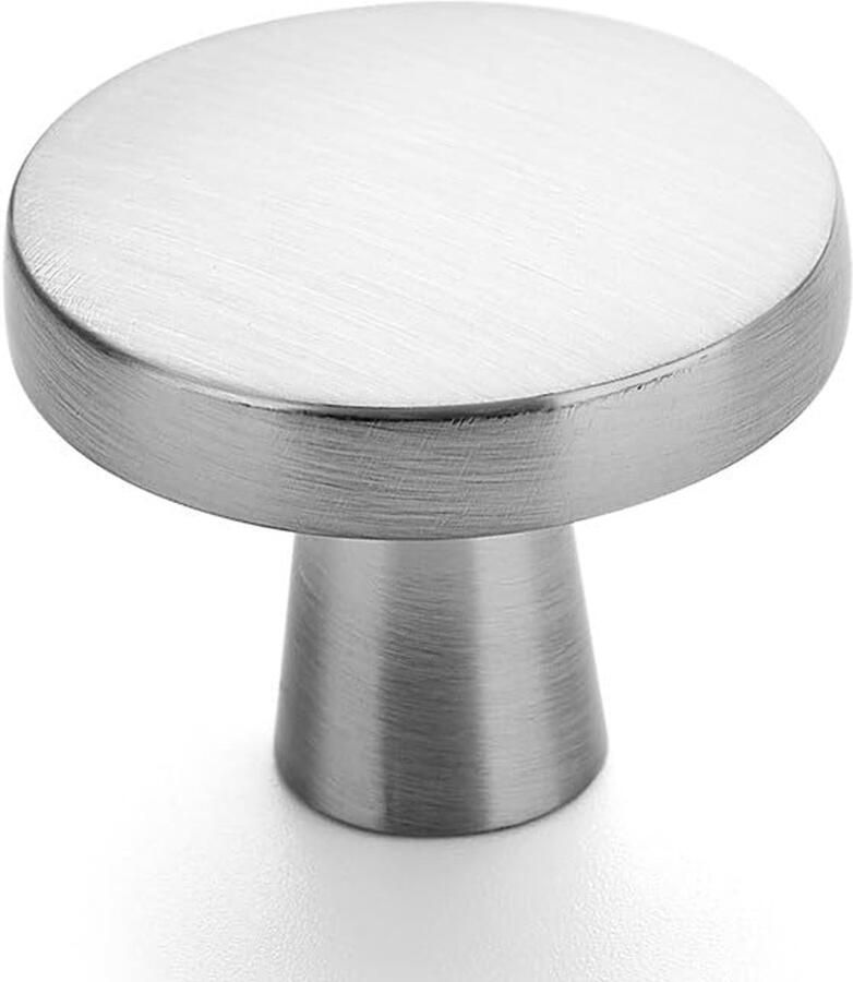 Boraboi Kastknoppen Set van 15 Stuks in Geborsteld Nikkel voor Keukenkasten en Laden 32 mm Diameter