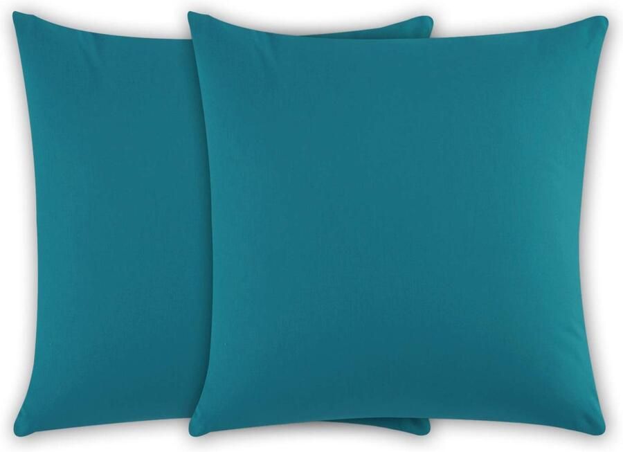 Boraboi Katoenen Sierkussenhoezen Set van 2 voor Bank en Bed 40 x 40 cm Petrol